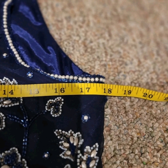 Nipon Night Women's Evening Blue Vest Size Medium Silk  Beads Sequins NWT - Picture 5 of 8